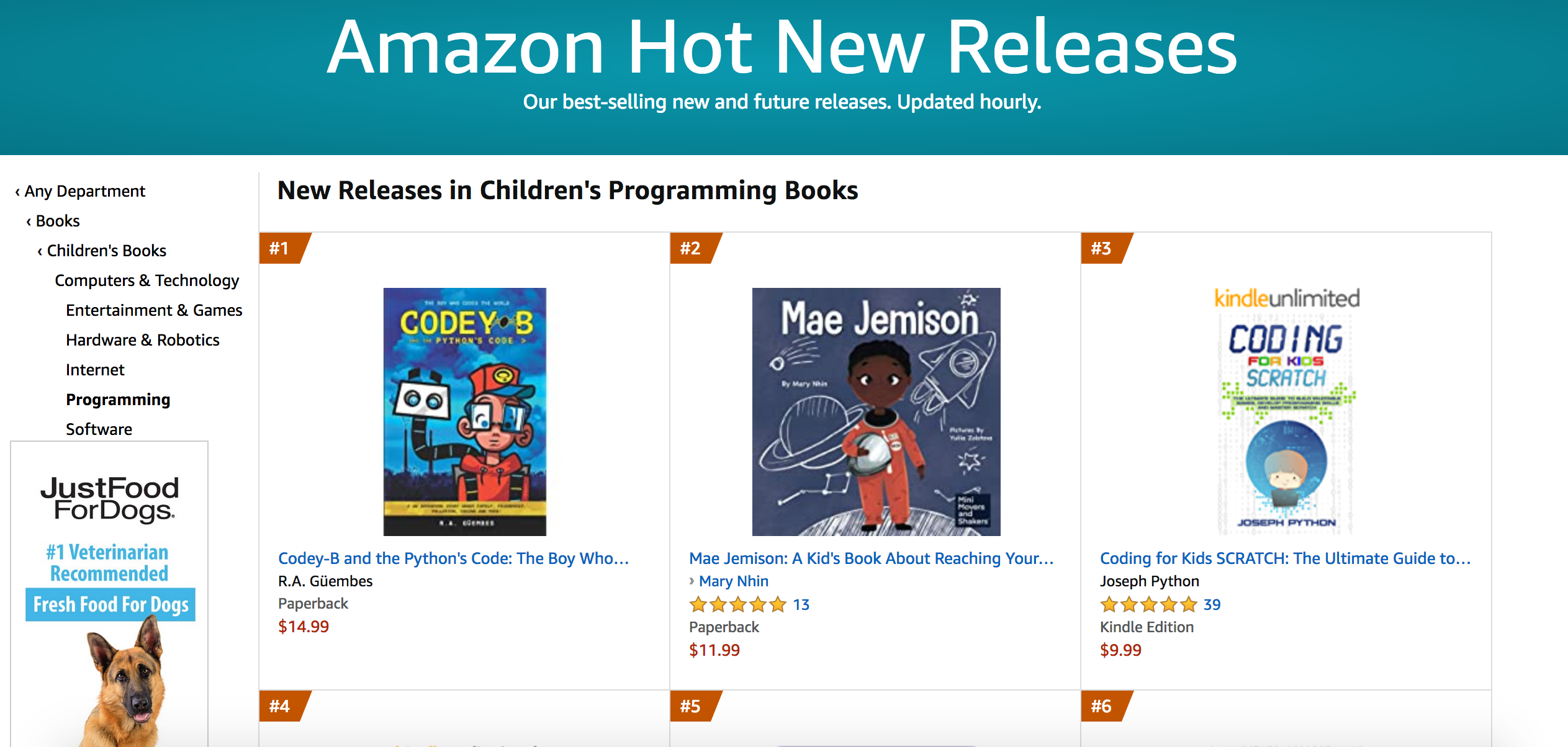 Python Code, Tech Environmentalist, Coding Book on Amazon, kids hot list